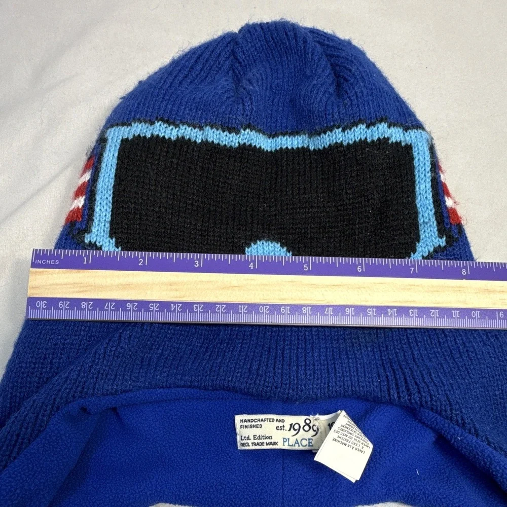The Children's Place Aviator Ear Flap Knit Lined Tassel Ski Goggles Hat 10-14